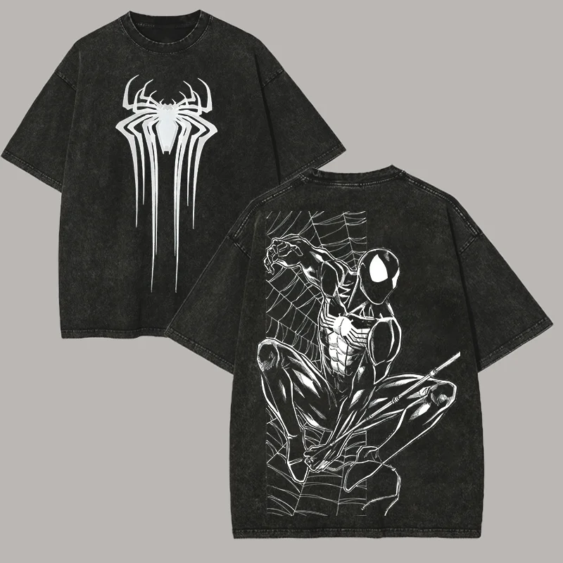 Spider Man Printed Unisex Washed T-Shirt