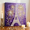 Kits d&rsquo;art de peinture en perles maison maison Tour Eiffel pour d&eacute;co int&eacute;rieure adulte 25x25cm avec cadre
