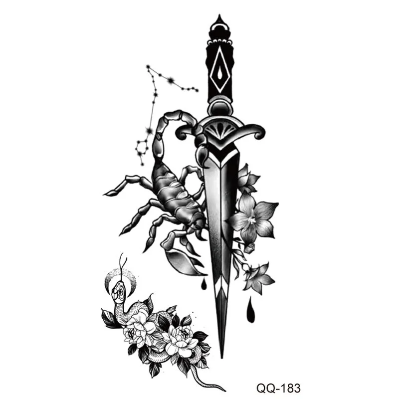 Sdrawing Waterproof Temporary Flower Tattoos Women Beauty Rose Butterfly Flash Feather 3D Fake Tattoo Arm Waist Hand Sticker Men