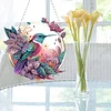 (Upgrade Size)DIY Double Sided Effect Diamond Painting Hanging Pendant Kit (Flower Bird)
