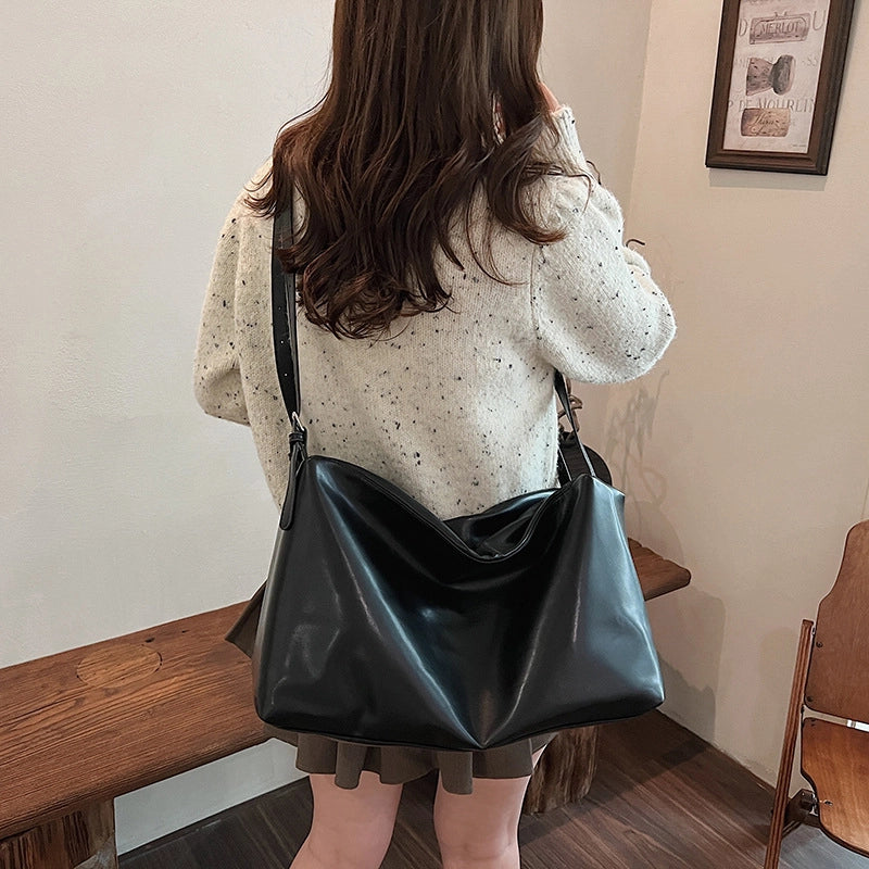 Women’s PU Solid Color Leopard Elegant Square Zipper Tote Bag