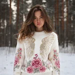 Boho Floral & Wings Women's Flannel Sweater - Image 2