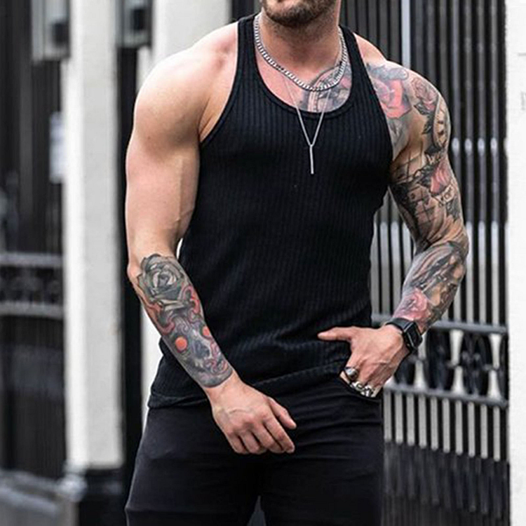 Solid Color Summer Sleeveless Top Casual Gym Men's Tank at Hiphopee