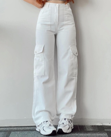 Thoval 2025New Fashion Women's Pants Elegant Mid Waist Three-Dimensional Pocket Waist Cinching Work Pants Female Trouser Casual Bottom