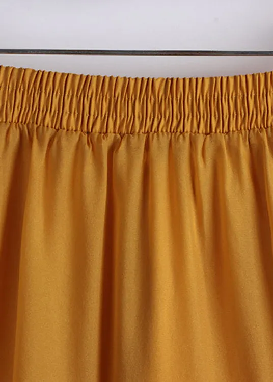 Orange Elastic Waist Tulle A Line Skirts Summer