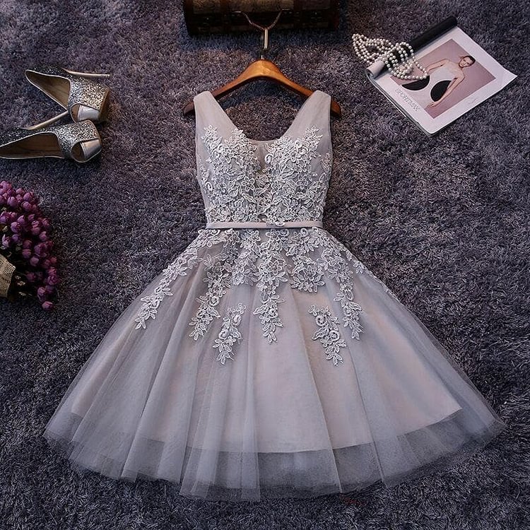 Cute A Line Tulle Lace Short Prom Dress SP15358