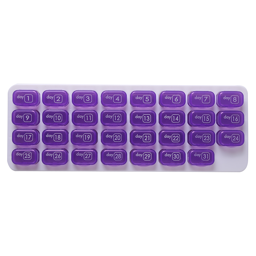 

31 Grids Pill Box Case One Month Pill Medicine Tablet Container Organizer, Purple, 501 Original