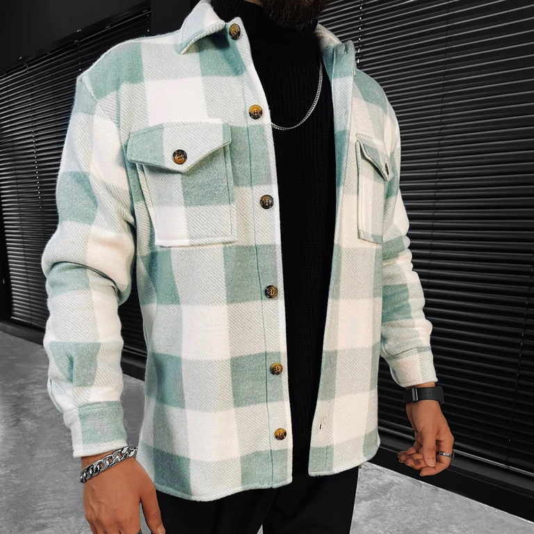Checkerboard long-sleeved shirt/jacket