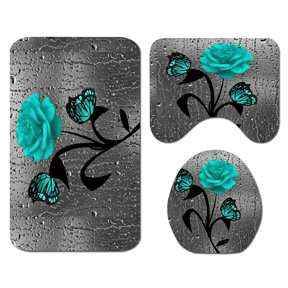 

3pcs Bathroom Set Waterproof Square U-shaped Cushion Non-Slip Toilet Mat, 501 Original