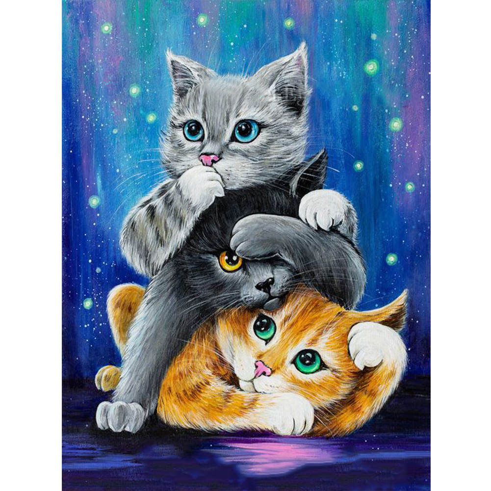 Three Cats 11CT Pre-stamped Canvas(40*50cm) Cross Stitch