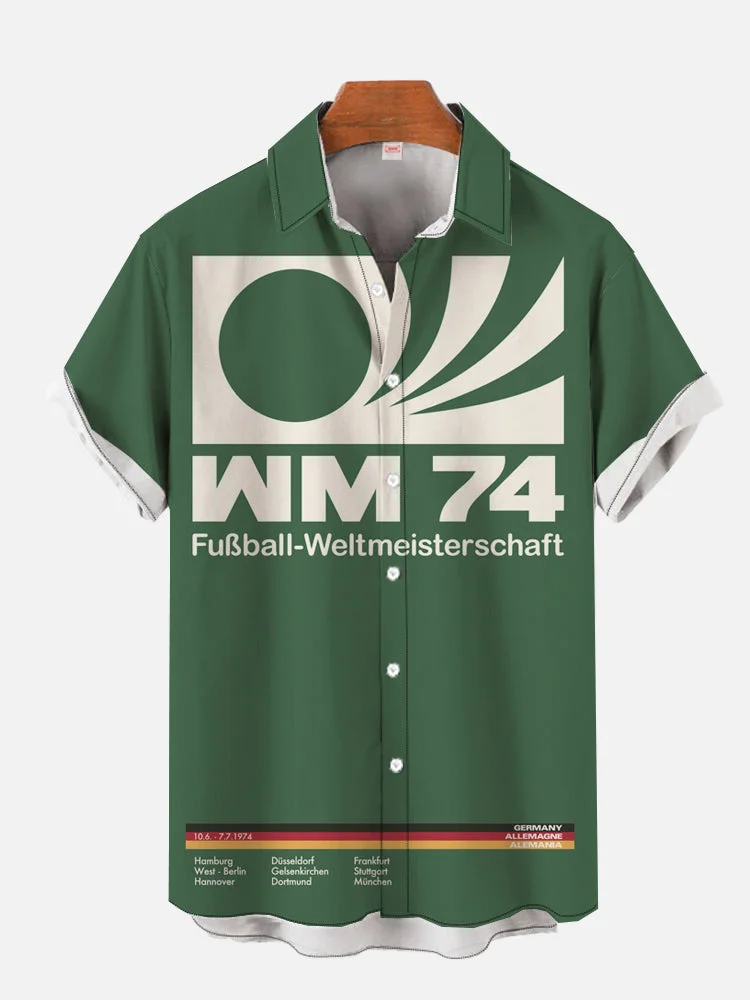 Green 1974 World Cup Poster Printing Men's Short Sleeve Shirt