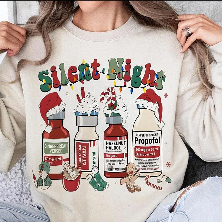 Silent Night Christmas Sweatshirt, Christmas Nurse Shirt, Medical Christmas Hoodie