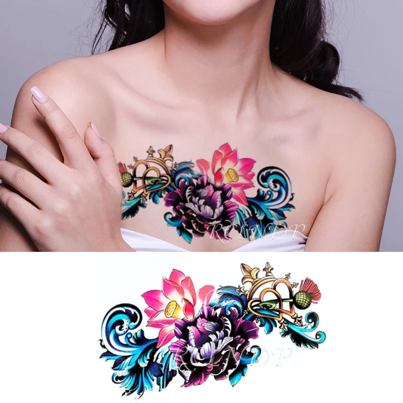 Waterproof Temporary Tattoo Sticker Butterfly Flower wing fake tatto flash tatoo tatouage temporaire waist chest for women girl