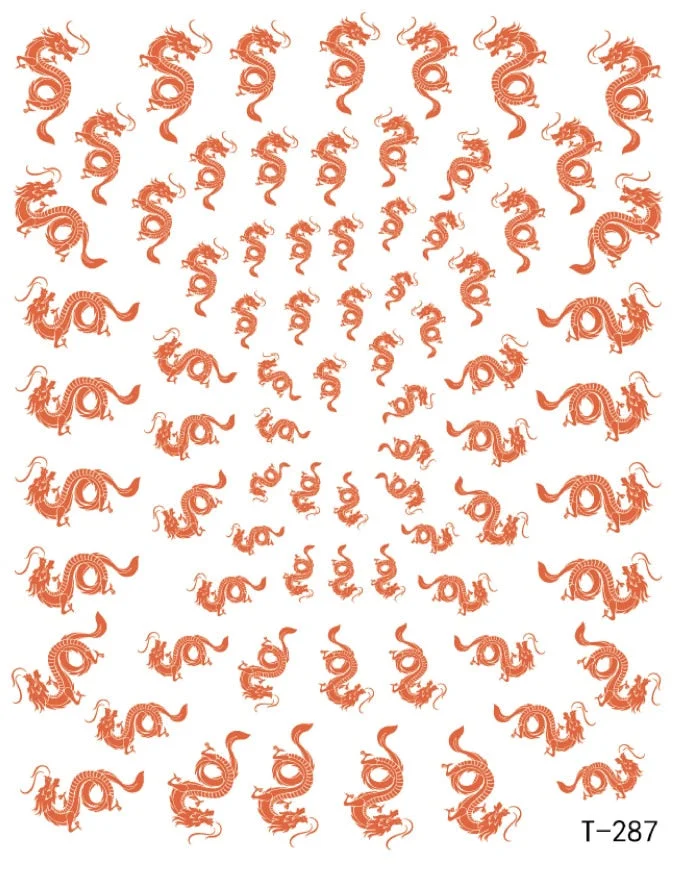 3D Nail Stickers Snake Dragons Design Adhesive Water Transfer Stickers DIY Nail Art Decoration Manicure Salon Acrylic Tips Tool-Nail Inspo