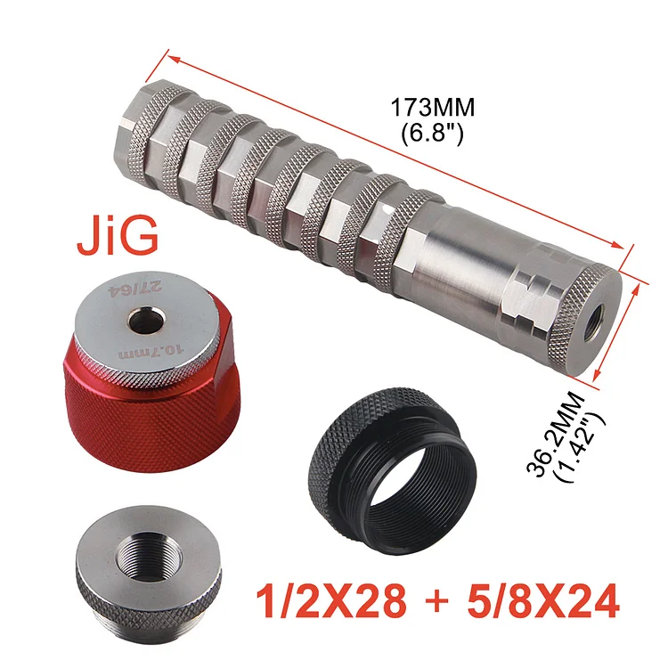  6.8 inch L 1.4 inch OD stainless steel Modular Solvent Trap Fuel Filter 1-3/16x24 baffles cups 5/8x24 and 1/2x28 end cap JIG