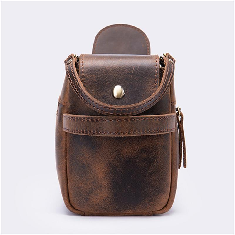 Men's Leather Retro Leather Clutch Large Capacity Wash Bag