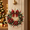 DIY Christmas Red Flower Wreath Pearl Art Diamond Painting Pendant(Single-Sided)