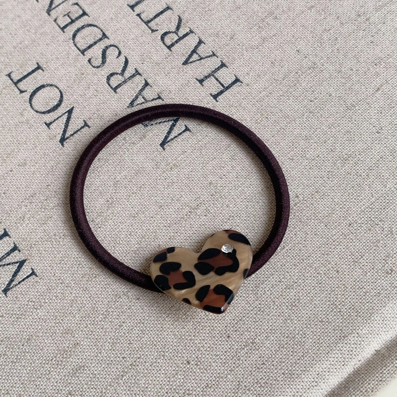 Retro Women’s Flower Bow Knot Leopard Acetic Acid Sheets Inlay Rhinestones Hair Tie