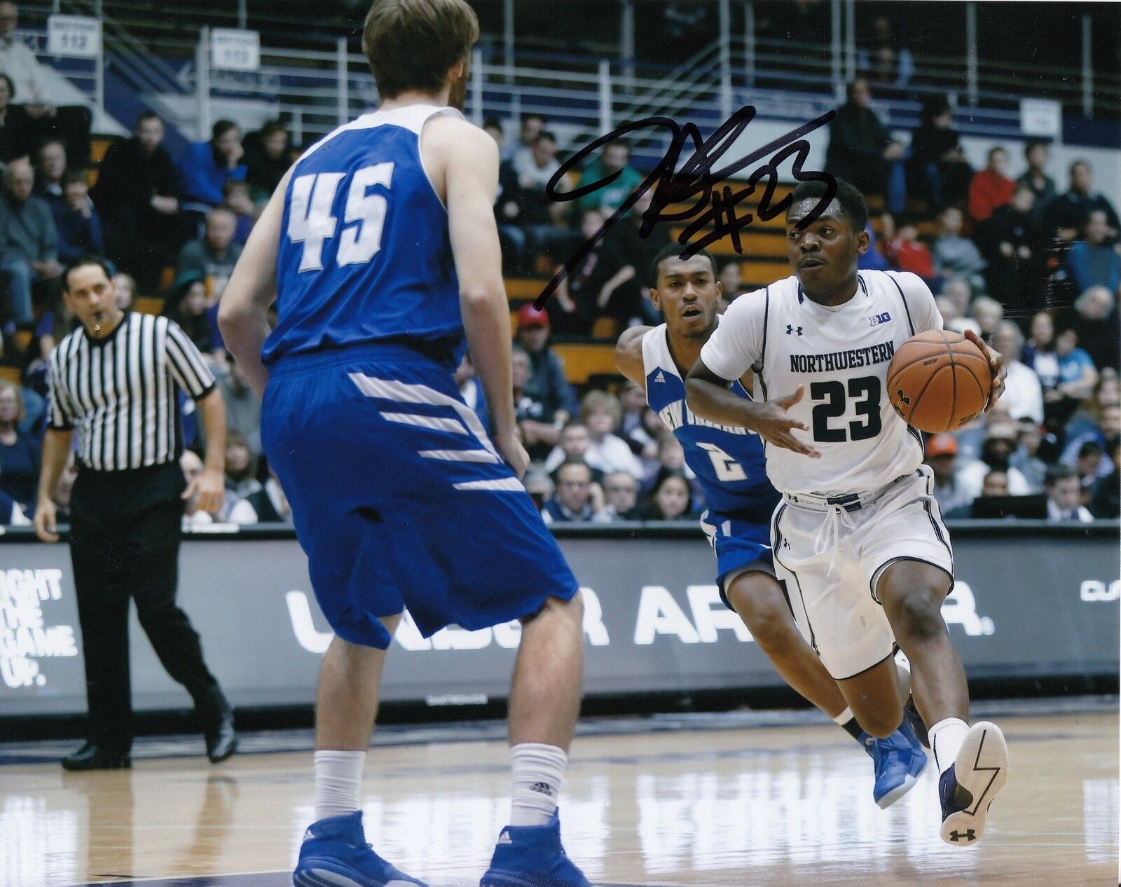 JORDAN ASH signed (NORTHWESTERN WILDCATS) BASKETBALL 8X10 Photo Poster painting W/COA #1