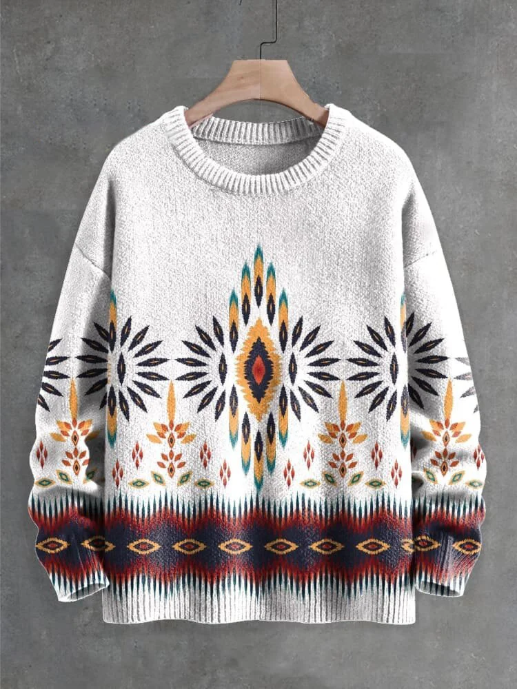 Men's Vintage Tribal Pattern Art Print Knit Sweatshirt
