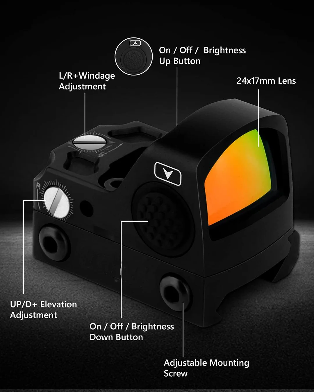 Point Rouge ACEXIER Mini 2 MOA - Viseur Reflex Pour Carabine Et Pistolet 12 Niveaux Luminosité