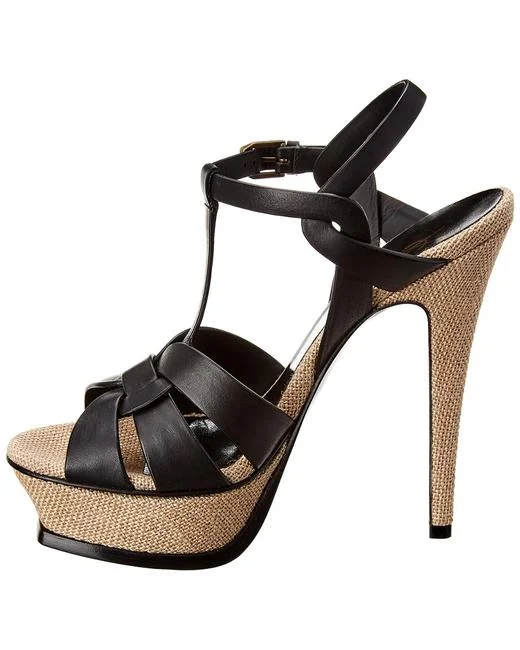 Custom Made Black T-Strap Platform Sandals Vdcoo