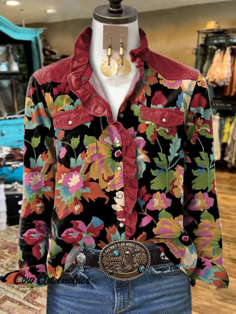 Women&rsquo;s Floral Print Casual Long Sleeve Comfortable Cotton Shirt Multicolor / S