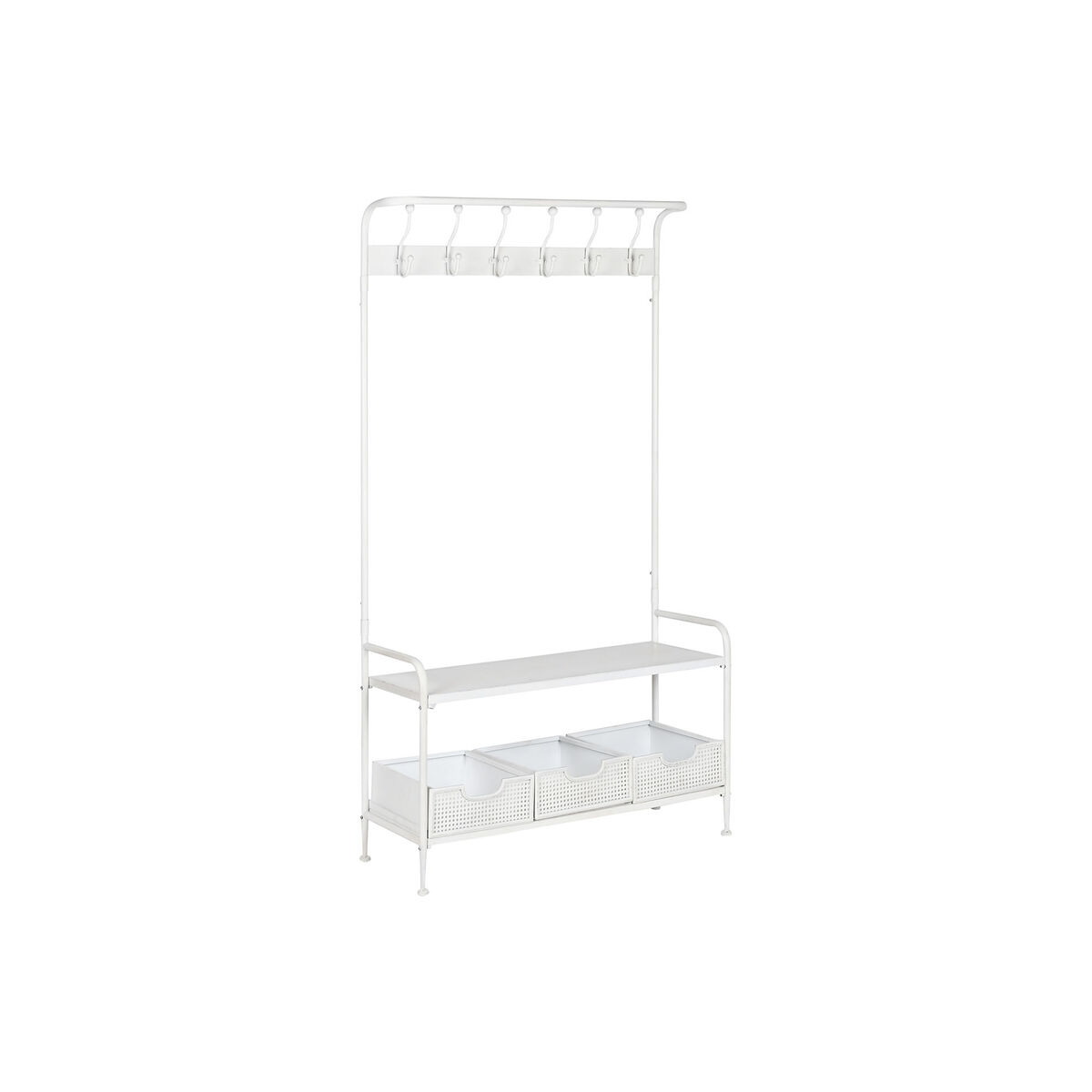 Coat rack with shelf Home ESPRIT White Metal Loft 110 x 36 x 186 cm