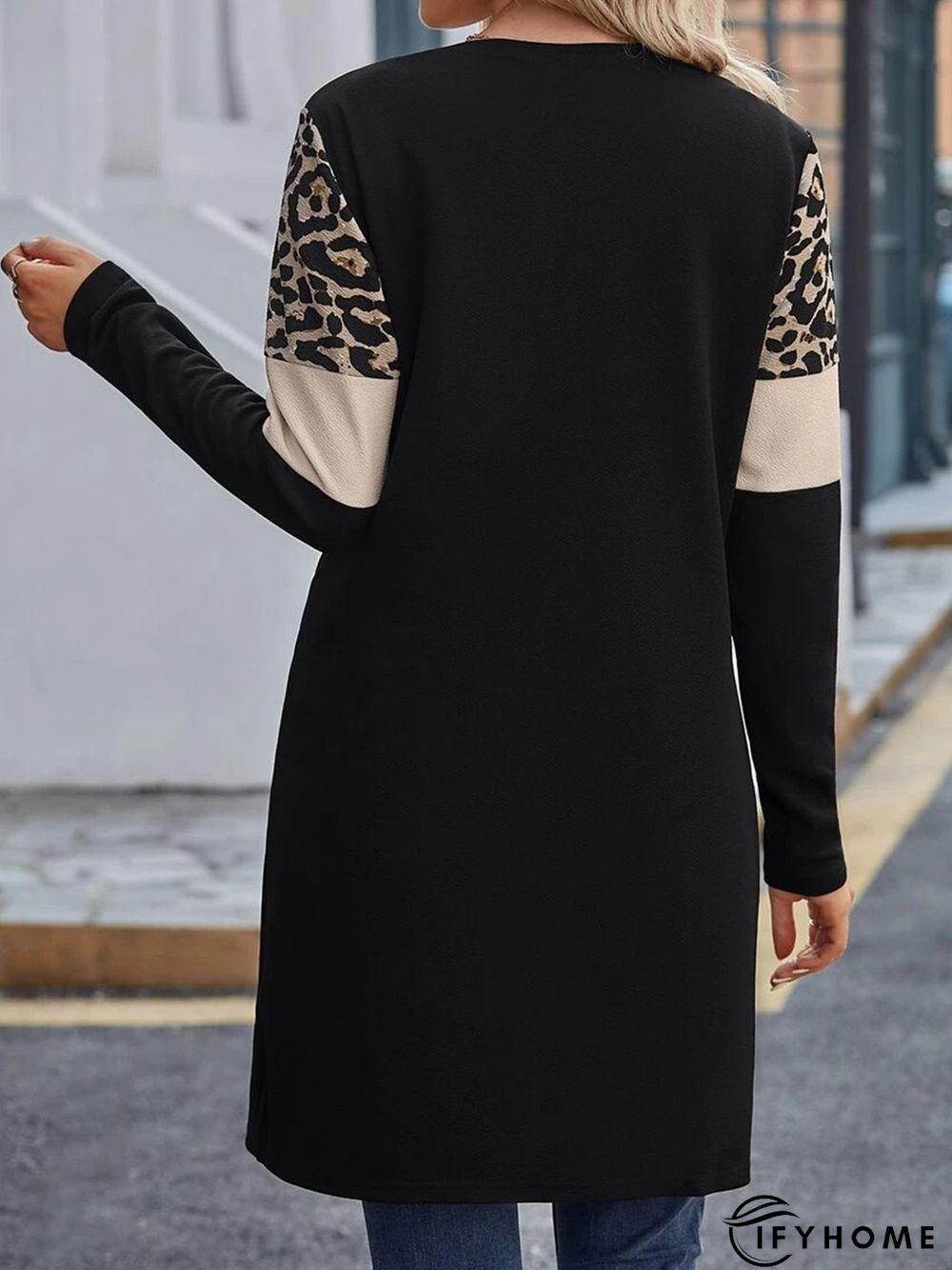 Color Block Leopard Long Sleeve Casual Other Coat | IFYHOME
