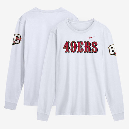 Men's San Francisco 49ers Nike White 80th Anniversary Goal Line Stand Long Sleeve T-Shirt
