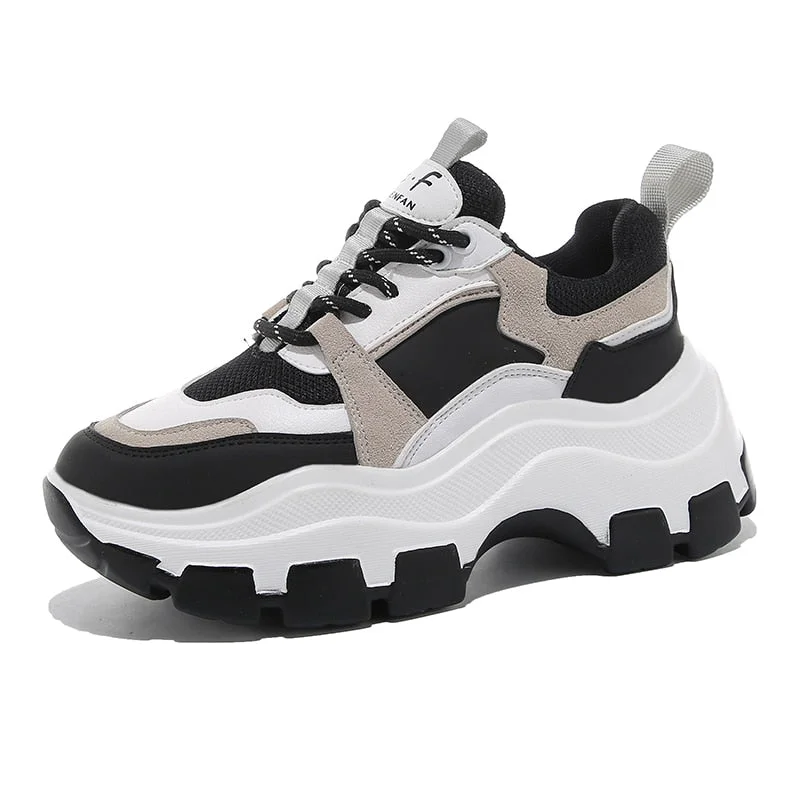 VIP Link For dropshipping Fujin Chunky Sneakers Women Spring Thick Bottom Daddy Shoes Round Toe Breathing Leisure Women Shoes