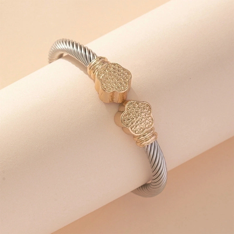 Retro Solid Color Stainless Steel Cuff Bracelets In Bulk