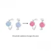  925 Sterling Silver Rose Flower  Color Changeable Earring Studs