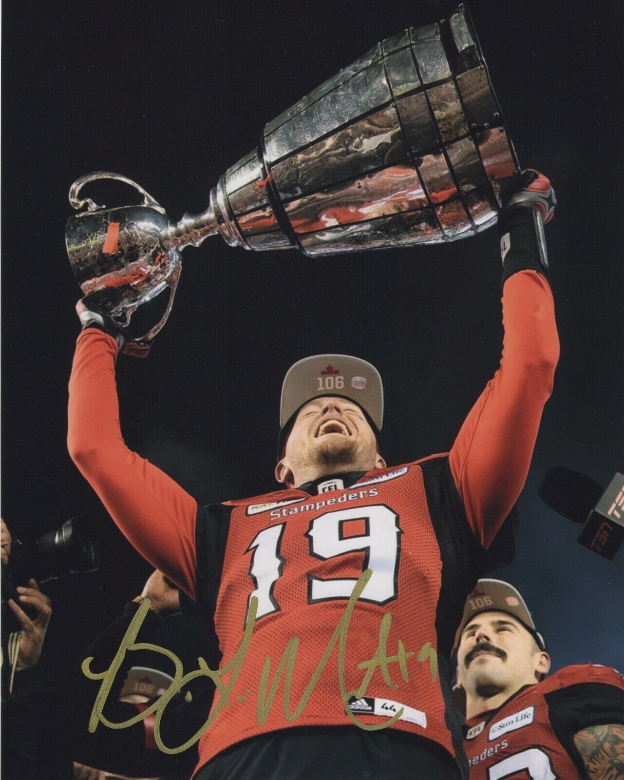 BO LEVI MITCHELL SIGNED AUTOGRAPH CALGARY STAMPEDERS GREY CUP 8X10 Photo Poster painting PROOF