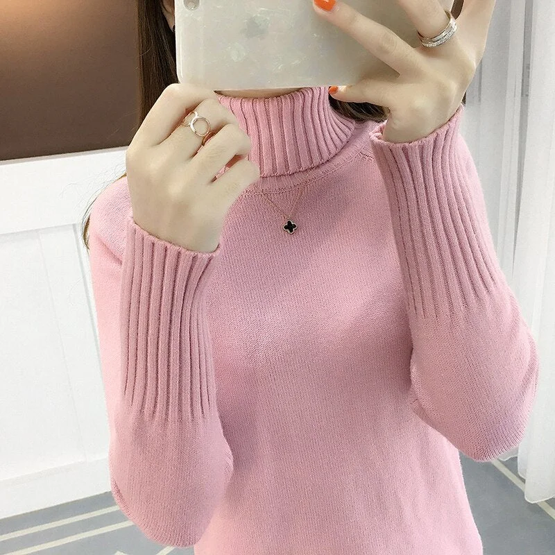 Ladies sweater autumn and winter new Women sweater 2020 high collar pull over long-sleeved ladies knitting sweater