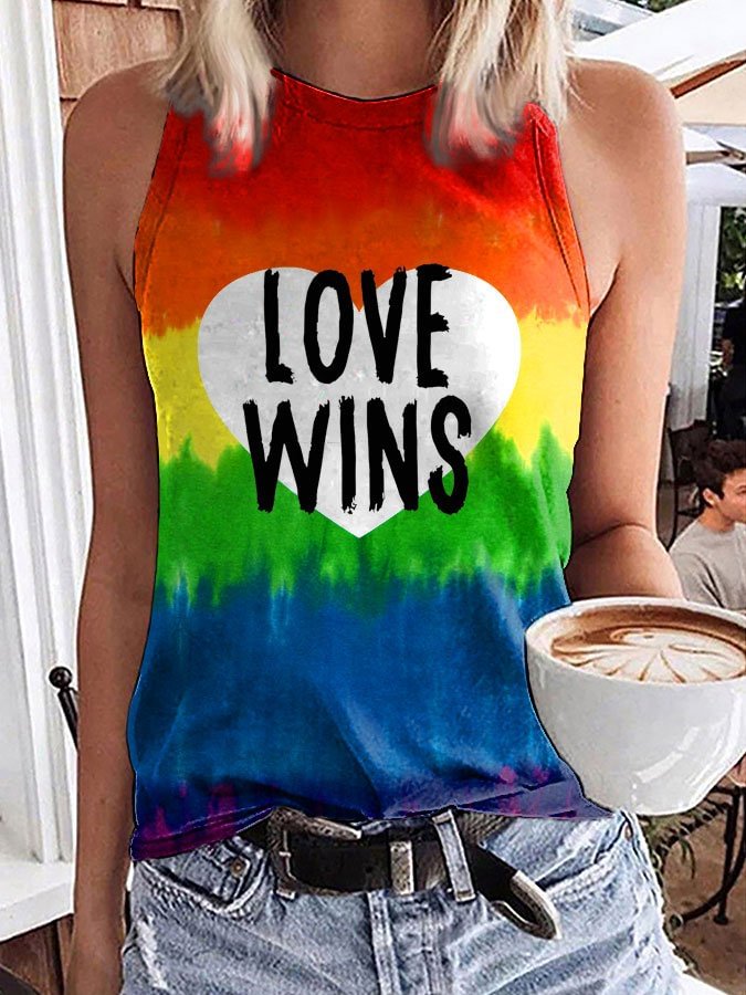 LOVE WINS Print Crew Neck Vest