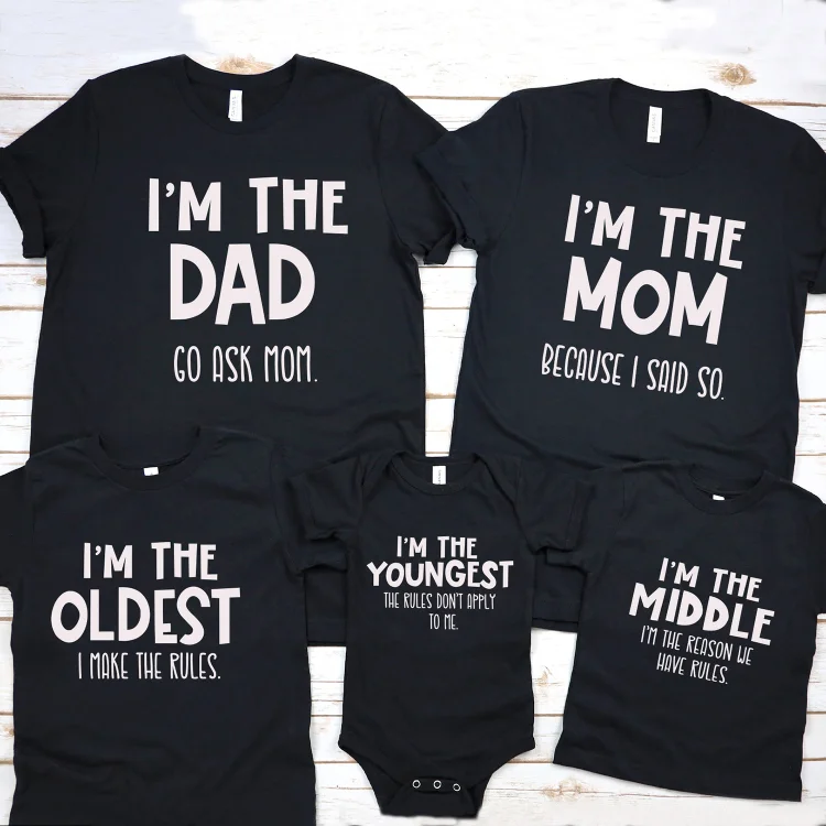 BlanketCute-Personalized family Cotton Letter Casual T-shirt | 09