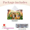 Twin Kittens Bloom DIY PULeather Diamond Painting Tissue Box for Adults Beginners Large Size Diamond Art Paper Storage Holder for Living Room Bathroom Table Decor