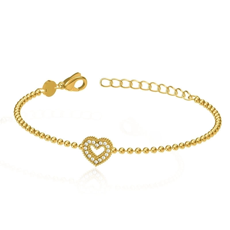 Minimalist Geometric Heart Shape Titanium Steel Zircon Bracelets In Bulk
