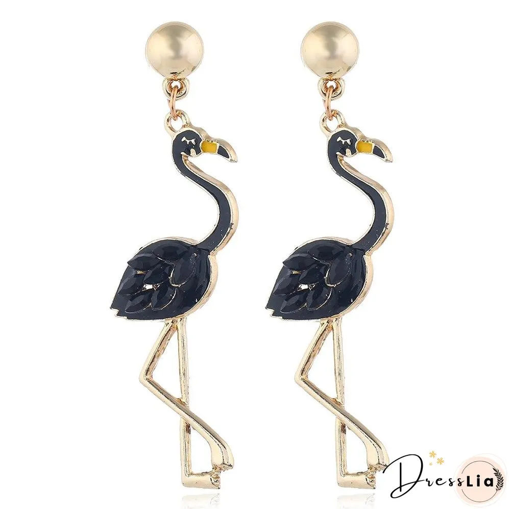 Hot new long tassel flamingo ladies Christmas earrings
