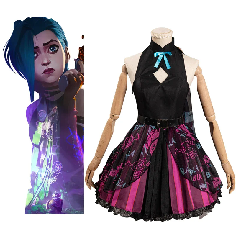 Arcane: League of Legends Jinx Cosplay Costume Witch Dress Outfits Halloween Carnival Suit-Coshduk