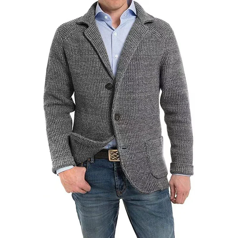 Wongn Wongn Men's Casual Knit Cardigan Sweater Fashion Men's Long Sleeve Pocket Cardigan Knit Sweater Men's Coat