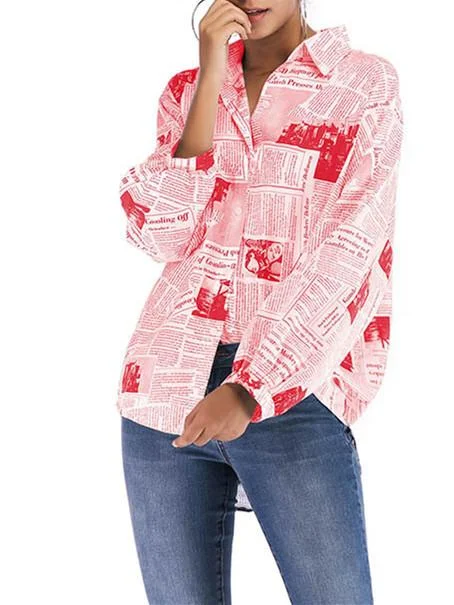 Women Long Sleeve Stand-up Collar Plaid Graphic Top