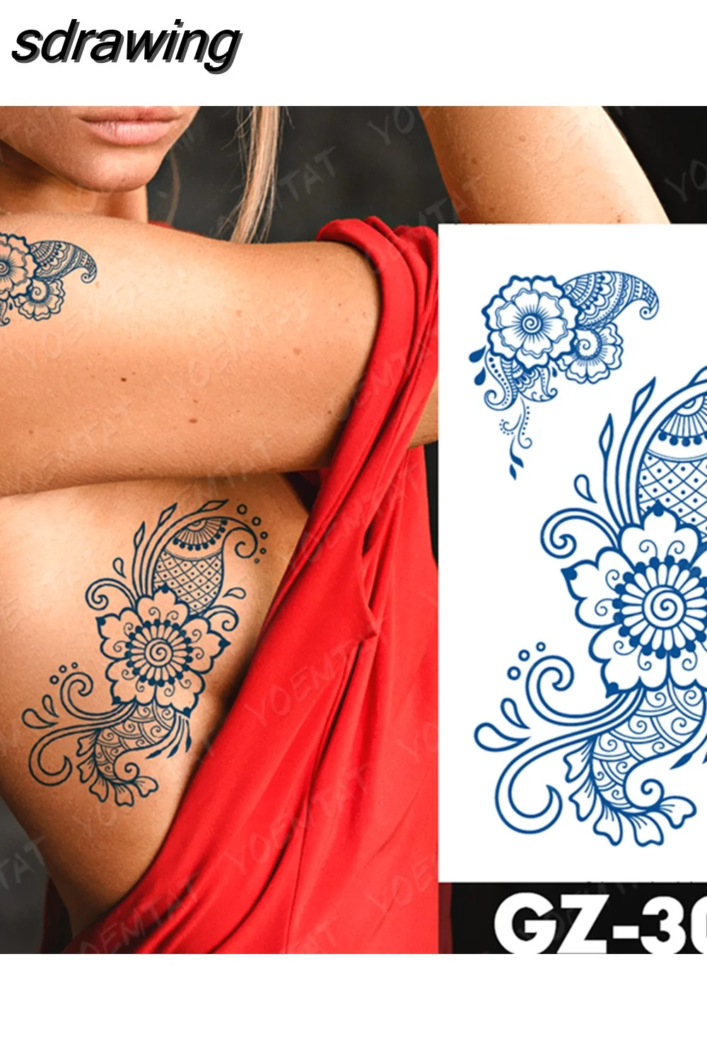 sdrawing Ink Tattoos Body Art Lasting Waterproof Temporary Tattoo Sticker Rose Flower Pearl Tatoo Arm Fake Butterfly Peony Tatto