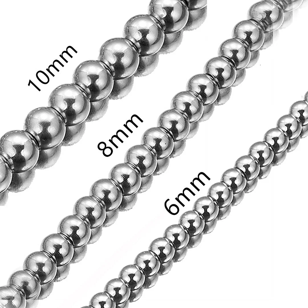 Men Solid Sterling Silver Bead Necklace Women 4MM 6MM Round Prayer Beads Link Chain 8 "16 "18 "20" 22 "24" 26 "28" 30" Inch Ball Chain Necklace