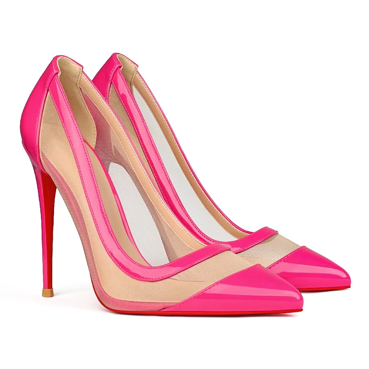 100mm/120mm Women's Breathable Mesh Pointed Toe High Heel Sandals Red Bottom Shoes VOCOSI VOCOSI