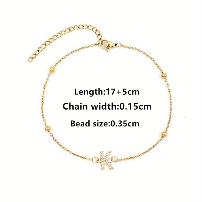 Elegant Minimalist Letter 201 Stainless Steel 304 Stainless Steel Zircon Bracelets In Bulk