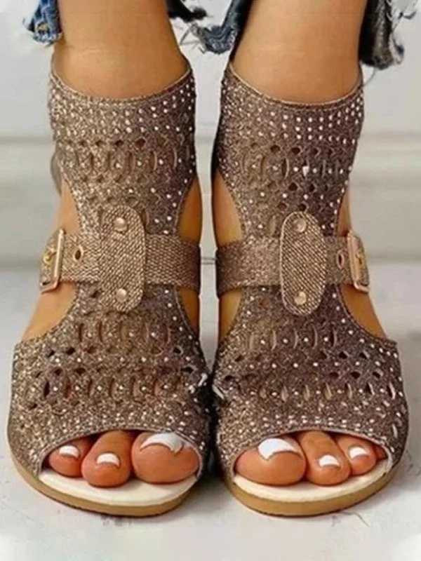Studded Cutout Flat Sandals