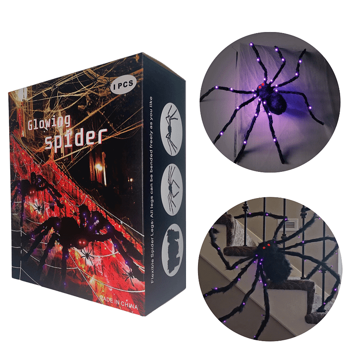 Halloween Outdoor Decoration Spider, 49 Inch Light Up Giant Big Spider