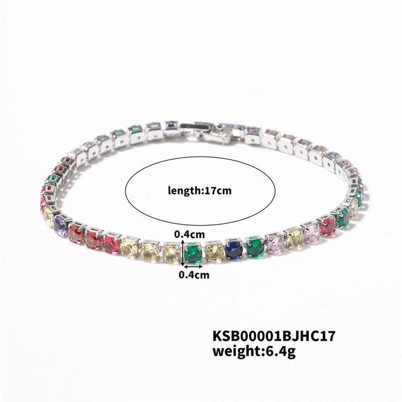 Hip-Hop Solid Color Copper Inlay Zircon K Gold Plated Rhodium Plated Unisex Tennis Bracelet